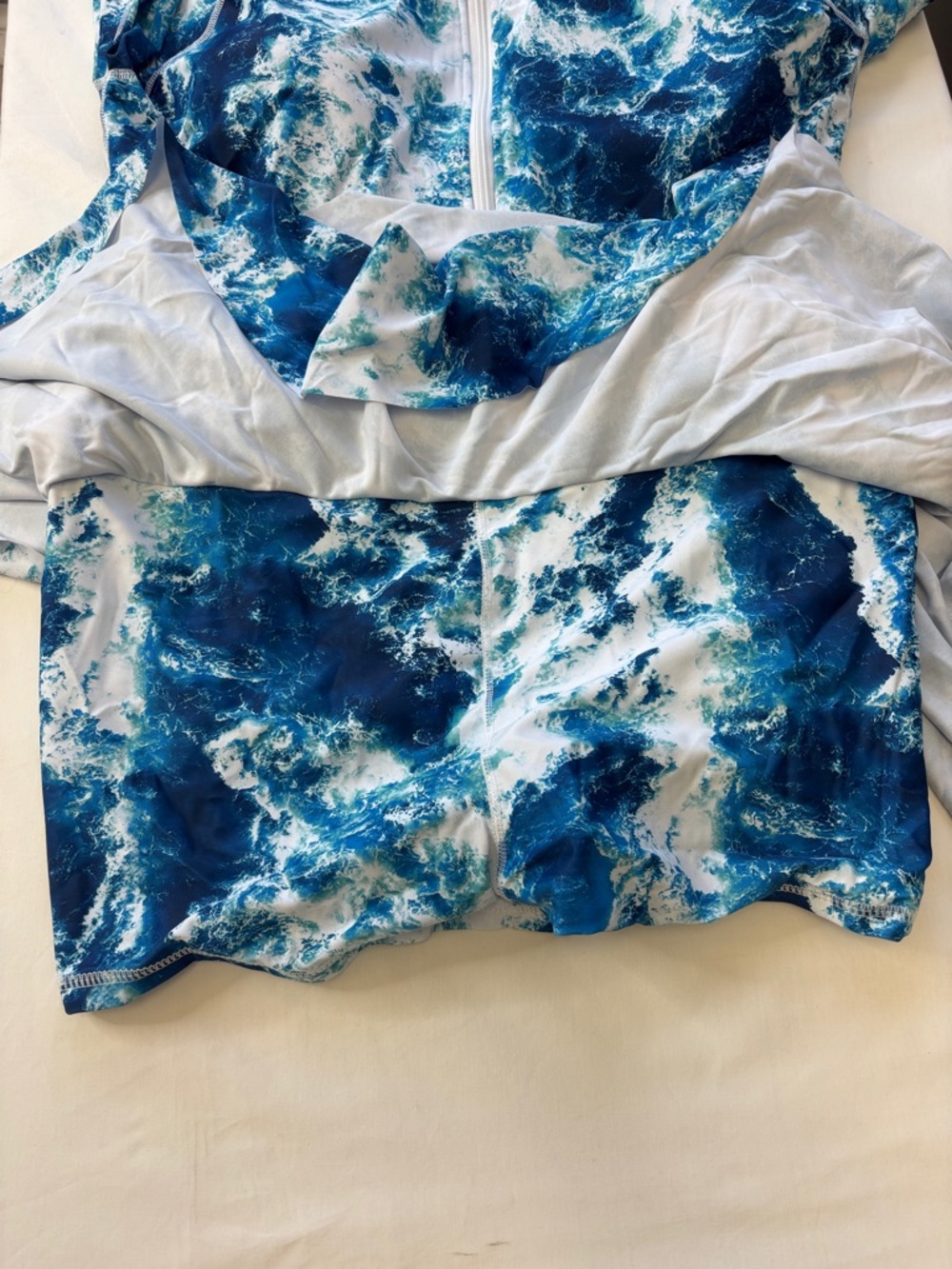💙 Uniquebella Swim Tunic 3XL Blue White Ocean Wave Zip Long Sleeve 💙 - Picture 14 of 15